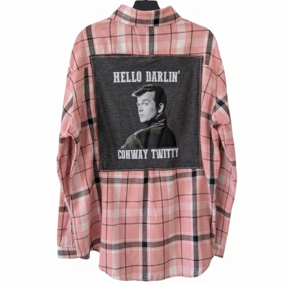 Conway Twitty NEW Upcycled Plaid Dlannel Shirt Hand Crafted